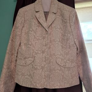 Villager, Liz Claiborne, size 10, cream with roses , short jacket